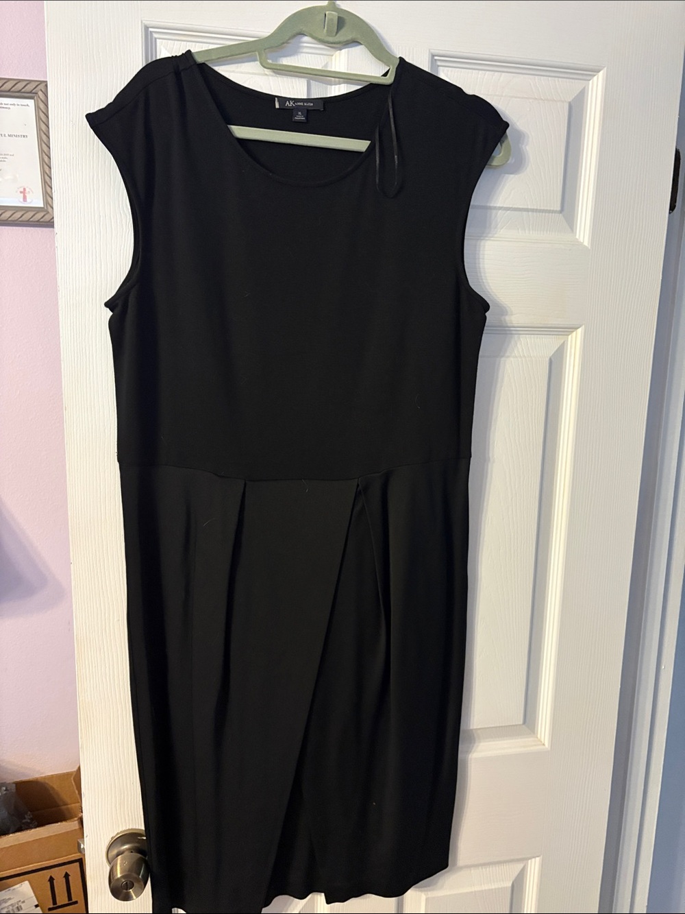 Anne Klein Black Cap Sleeve Midi Sheath Dress